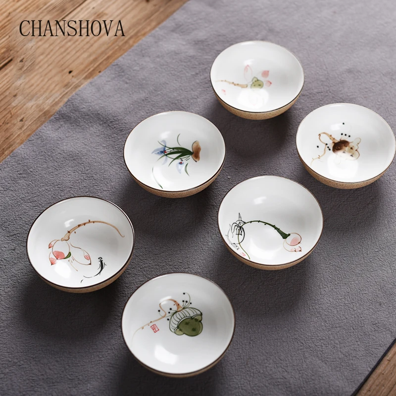 CHANSHOVA традиционная китайская кунг-фу ручная работа Цветная глазурь керамическая чайная чашка 60 65 мл Цветочный узор китайские керамические чайные чашки H151