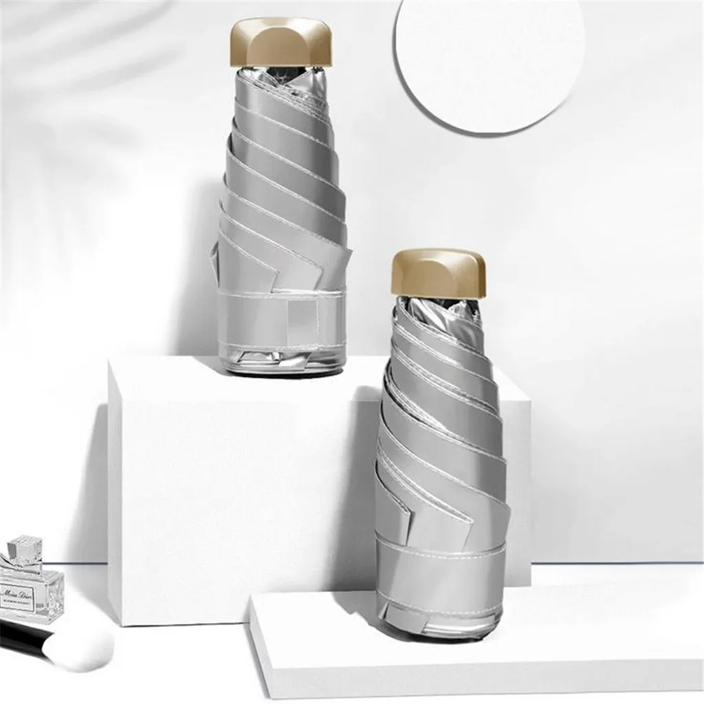 

Summer sun umbrella hot sale titanium silver plastic half-fold sun umbrella female solid color mini sun umbrella  40*