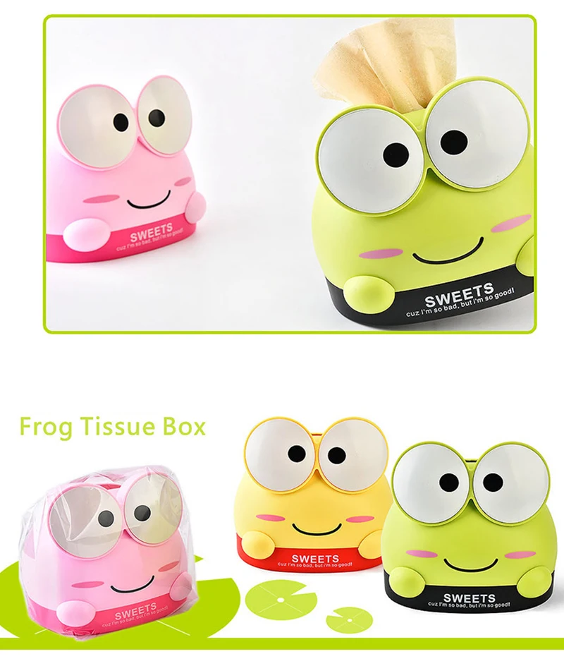 Creative ABS Frog Shape Tissue Box Paper Towel Box Cute Tissue Box Cover Tissue Holder Home Storage Organization Tissue Boxes