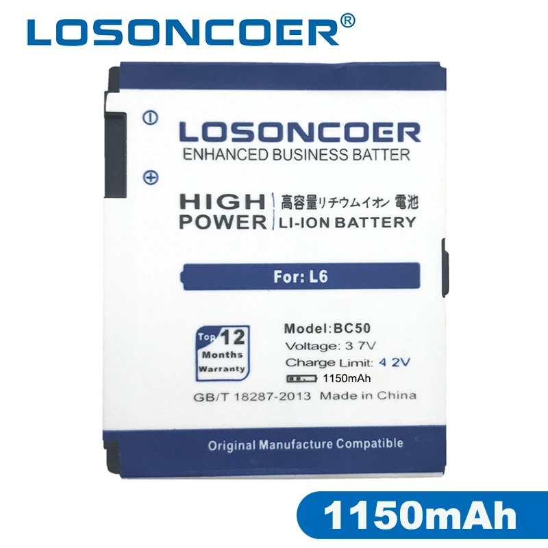 LOSONCOER 1150 мАч аккумулятор для Motorola L6 L6i L6g L7 L7C K1 K2 R1 Z1 Z3 E8 L2 BC50 сотовый телефон Батарея