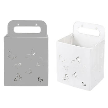 

2 Pcs Dirty Clothes Basket Wall Hanging Laundry Basket Laundry Clothes Storage Basket Free Punching Laundry-Gray & White
