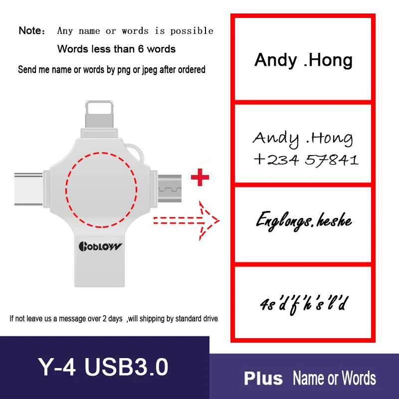 Y04 Plus LOGO 4 в 1 Usb 3,0 Flash 8 ГБ 16 ГБ 32 ГБ 64 Гб 128 ГБ 256 ГБ Флэшка OTG type-C DIY логотип micro USB карта памяти OTG для iphone ios Телефон - Color: Y04 Plus LOGO