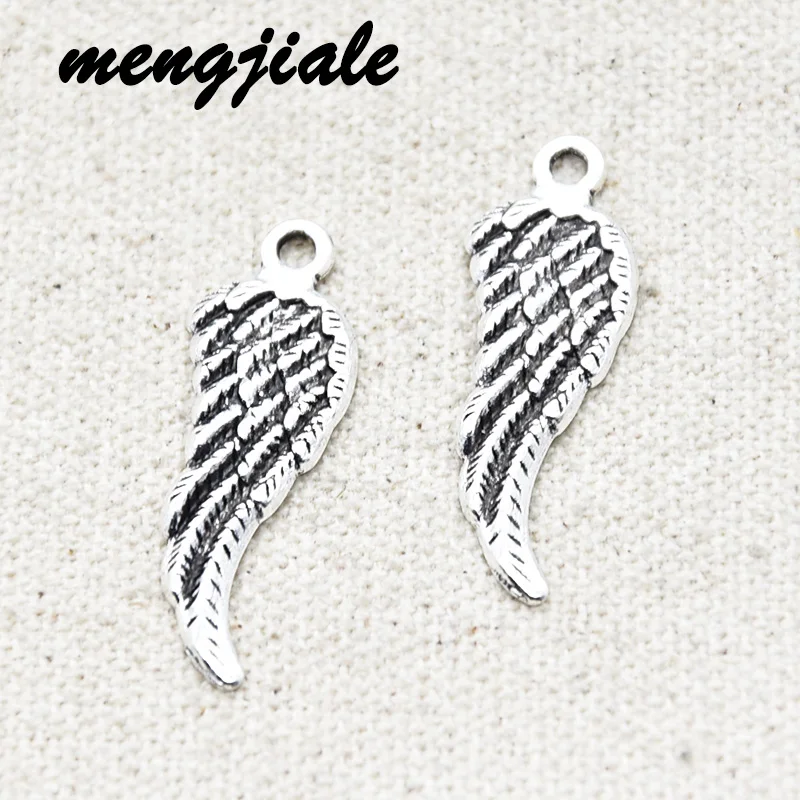 

20pcs Wholesale Antique Silver Angel Wings Charms Alloy Metal Pendants For DIY Handmade Jewelry Accessories Making 32*11mm
