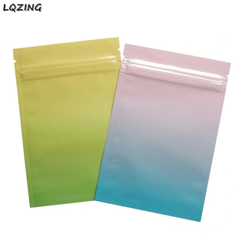 7*10cm Gradation Colors 40pcs Heat Sealing Ziplock Pouches Tear Notch Metallic Mylar Flat Zip Lock Package Bag For Herb Powder | Дом и сад