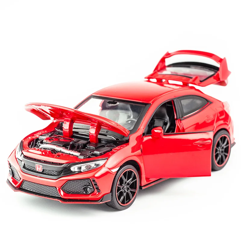 

1:32 Civic TYPE-R Diecasts Cars Toy Vehicles Car Model With Sound Light Collection Pull Back Car Toys For Boy Children Gifts