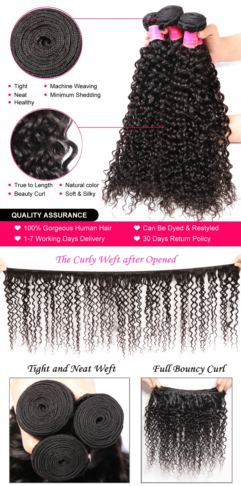 Ali Julia Malaysian Curly Hair Weave Bundles 100% Human Hair 4 Bundles Deals Remy Hair Extension Double Weft Curly Hair Bundles (19)