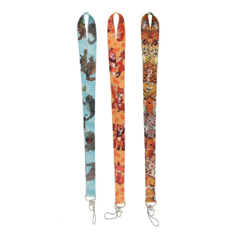 Leopard fox dinosaur Lanyard бейдж ID мобильный телефон Веревка для ключей ремни на шею