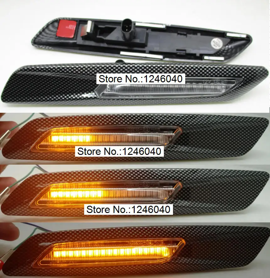 1 пара светодиодной динамической Боковой габаритный фонарь поворота светильник последовательного мигалка светильник для BMW E90 E91 E92 E93 E60 E61 E81 E82 E87 E88 Янтарный - Emitting Color: Dynamic Carbon A