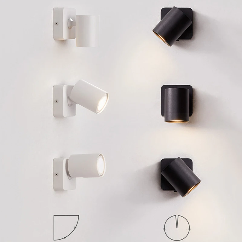 Indoor 7W GU10 Led Ceiling Wall Light Modern Style Folding Rotation Home Hotel Bedroom Bedside Living Room Reading Wall Lamp