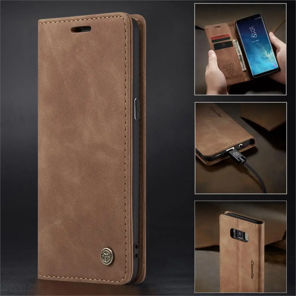 

Phone Case For Coque Samsung Galaxy S8 Plus S 8 S8plus Flip Cover Wallet Case Matte Leather Luxury Magnetic Soft Silicone Cover