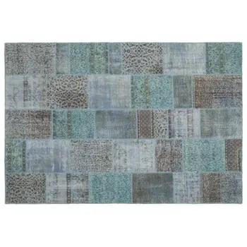 

Handmade Turquoise Vintage Overdyed Patchwork Area Rug 190x283 Cm-6'3''X9'3''