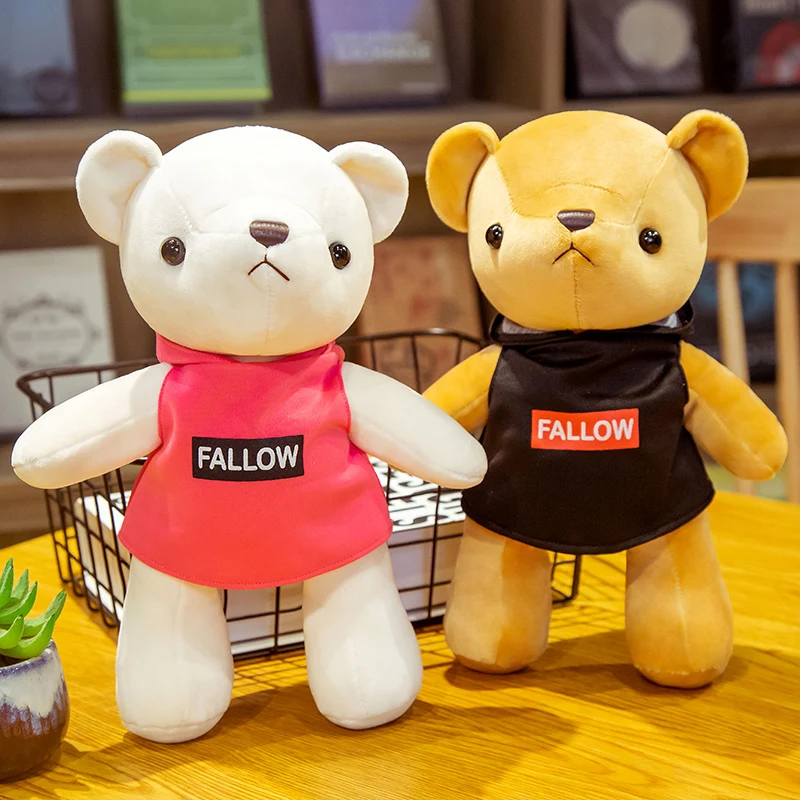 

26CM Cute Teddy Bear Stuffed Plush Toys Soft White Brown Bears with Clothes Kawaii Plushie Dolls Kids Birthday Gifts Decor