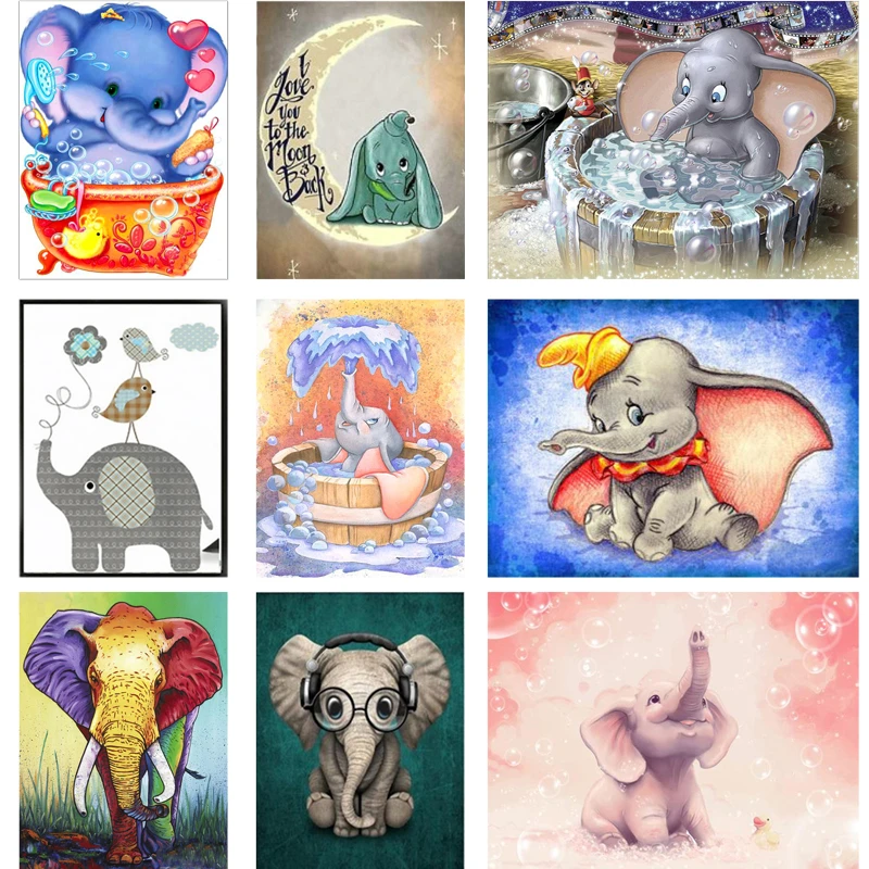 5d Diy Diamond Lukisan Cross Stitch Kartun Gajah Menjahit 3d Full Round Diamond Bordir Hewan Rhinestones Anak Anak Hadiah Berlian Lukisan Cross Stitch Aliexpress