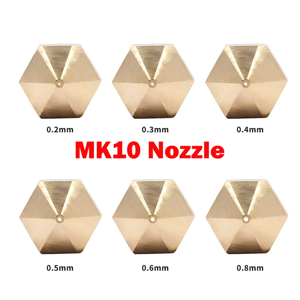 Mk10 Nozzle For 3D Printer M7 Thread Brass 0.2mm 0.3mm 0.4mm 0.5mm 0.6mm Extruder Print Head Nozzle For 1.75mm Mk10 Extruder детали для 3d принтера mk10 силиконовый носок подходит для mk10 алюминиевый блок reprap j head hotend экструдер нагреватель blcok крышка блока подогрев