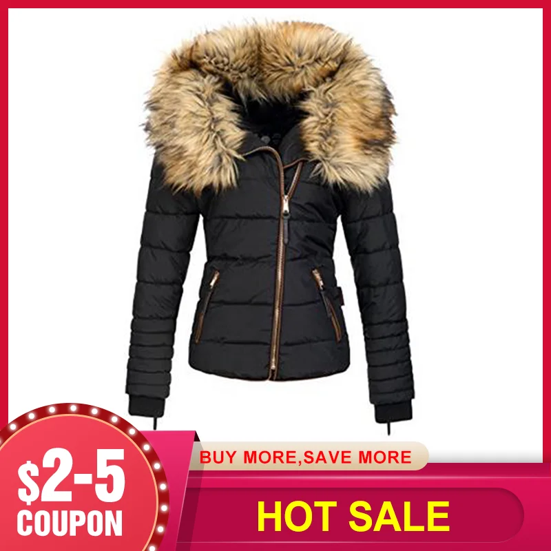 

New Parkas Female Women Winter Coat Thickening Cotton Winter Jacket Black Faux Fur Outwear Parkas Warm for Winter Overcoat