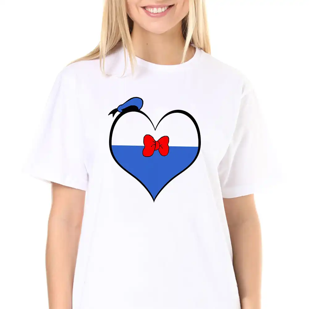 女性tシャツディズニードナルドアヒル心プリント夏のカップル愛好家のtシャツカジュアル原宿女の子トップドロップシップ Tシャツ Aliexpress