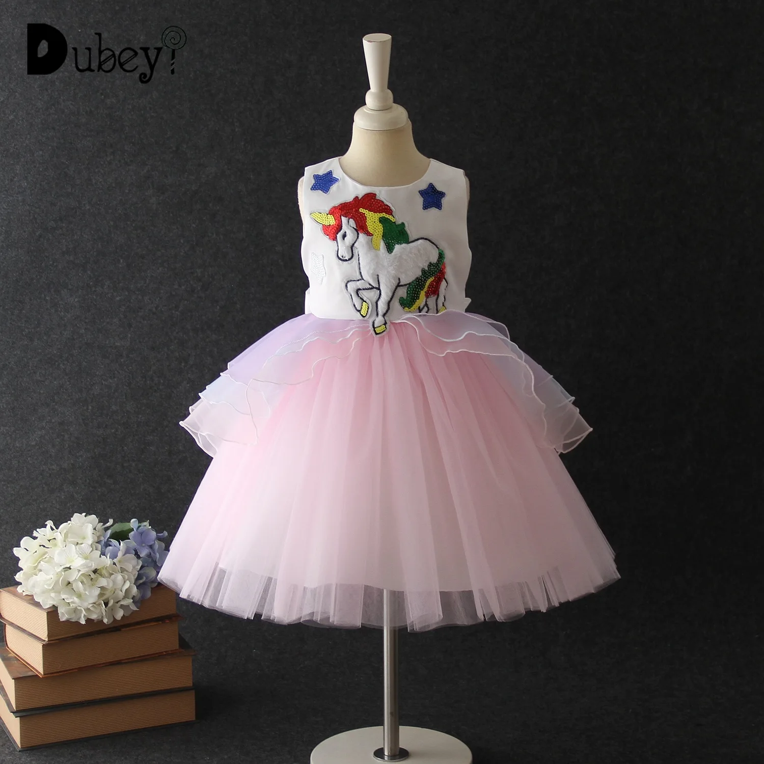 Новинка; костюм принцессы с единорогом; детское бальное платье с вышивкой в виде цветов и пайеток; вечерние платья для девочек на День Благодарения
