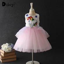 Новинка; костюм принцессы с единорогом; детское бальное платье с вышивкой в виде цветов и пайеток; вечерние платья для девочек на День Благодарения