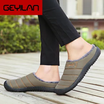 

Soft Plush Home Slippers Men Large Size Cotton Shoes Bread Home Casual Sneakers For Man Comfort Winter Furry Slipper