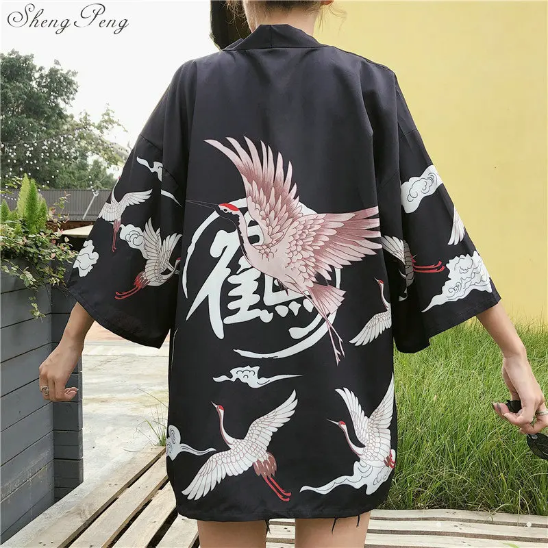 Yukata женский кимоно кардиган рубашка harajuku kawaii стиль Kimonos женщина блузка obi haori Японская уличная V1633