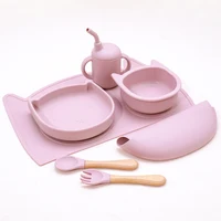 Cartoon Animal Silicone Tableware Child Feeding Set Baby Training Meal Strong Suction Food Grade Silicone BPA Free Baby Shower 1