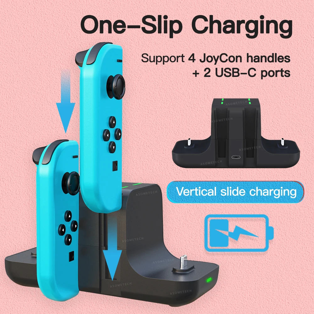 Doca de Carregamento para Nintendo 6 em 1 Switch Console Joy-con Controlador Gamepad Carregador Doca Estação Dc5v - 2a Carga Suporte ns - Image 4