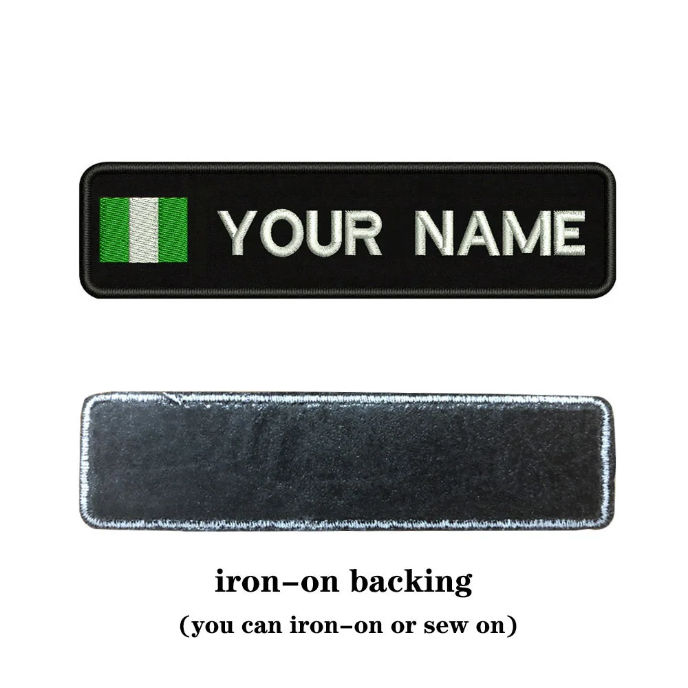 Вышивка на заказ нигерийский флаг имя или заплатка с текстом 10 см* 2,5 см значок Утюг на или липучке Подложка для одежды брюки рюкзак шляпа - Цвет: white-iron on