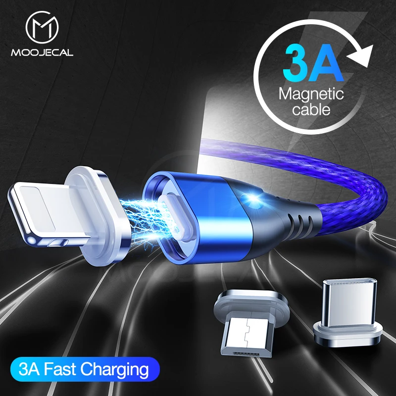 Магнитный кабель 3а mi cro usb type C для Xiaomi mi 9T Red mi samsung S10 huawei Быстрая зарядка Магнит USB зарядное устройство для мобильного телефона