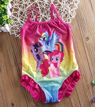 

Pony Swimsuit Girl 2-8Y 2019 One-Piece Little Girls Beach Swim Sport Bathing Suits Kids Girl Rainbow Swimwear