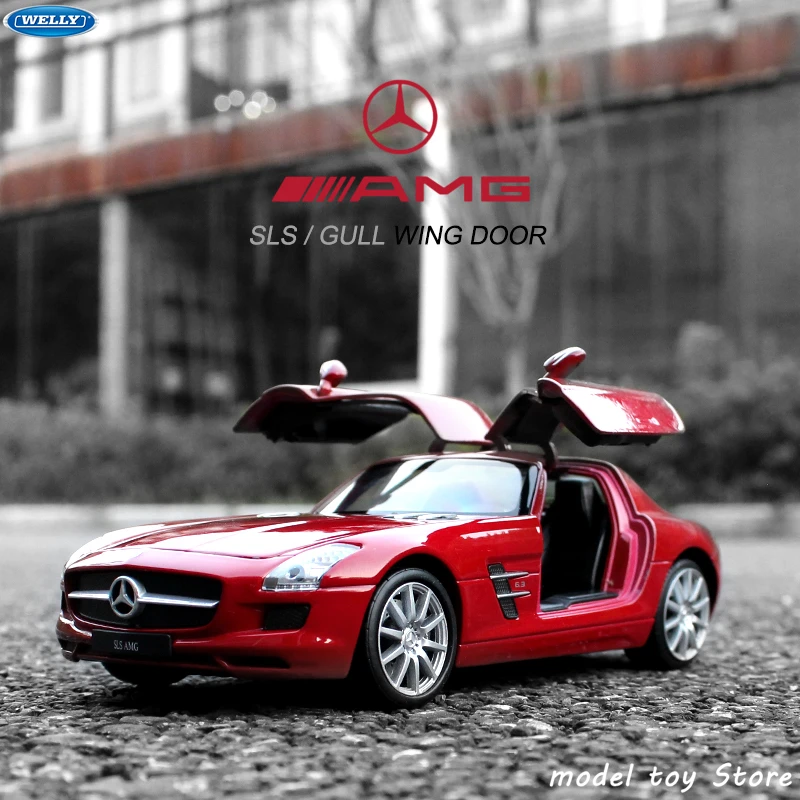 WELLY 1:24 Mercedes Benz SLS AMG спортивный автомобиль моделирование сплав модель автомобиля