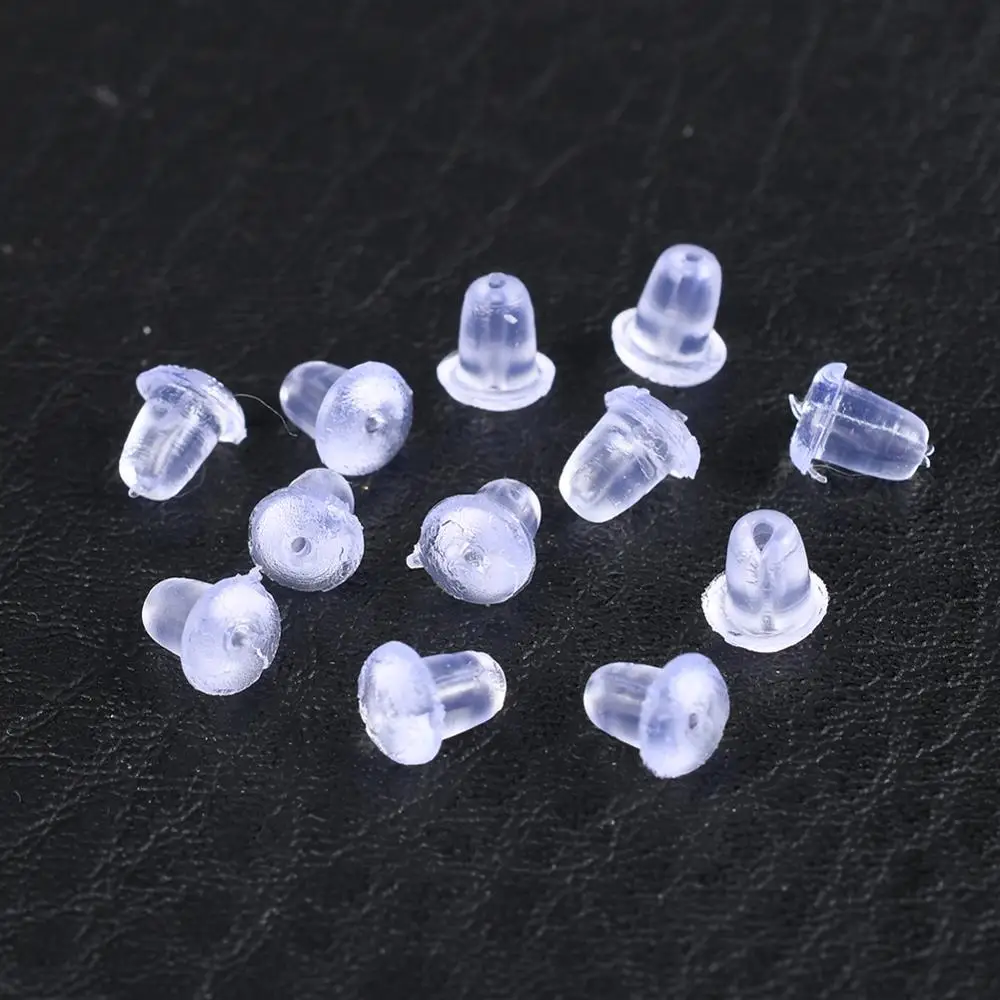 100/200Set Hypoallergenic Plastic Stud Earring Invisible Silicone