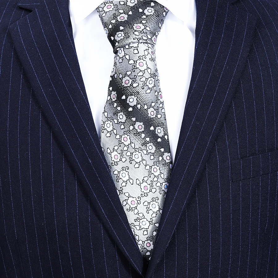 Шелковый галстук для мужчин с цветочным узором в горошек черный corbatas 10 см gravata классический формальный праздник розовый для офиса свадебное платье