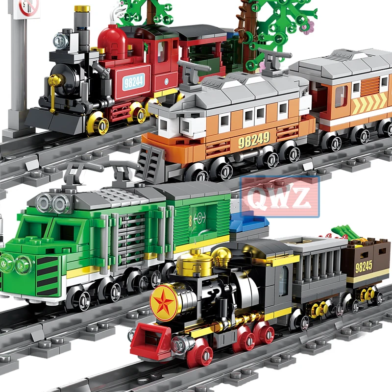 

New City Compatible Railway Train Tramcar Building Blocks Bricks Assembled Educational Kids Toys Children Brinquedos Gift