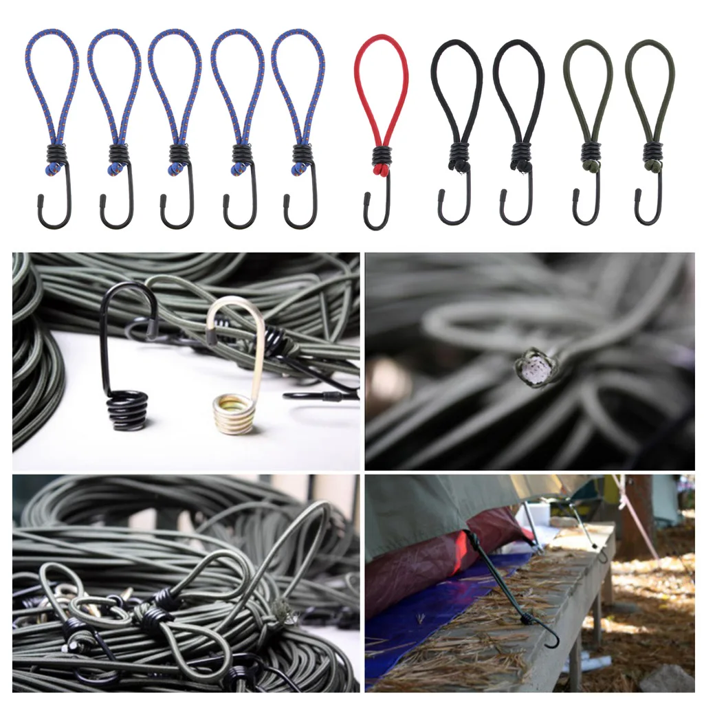 10 Pcs Bungee Hook Tie - Tarpaulin Elastic Stretch Cord Straps With Hook