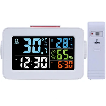 

Digital Desk LED Alarm Clock with Snooze Home Temperature Thermometer Humidity Hygrometer Color Table USB Phone Charger Clock