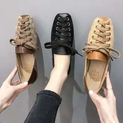 

2020 spring and autumn new wild one pedal beanie shoes square head shallow mouth straps tide shoes flat shoes