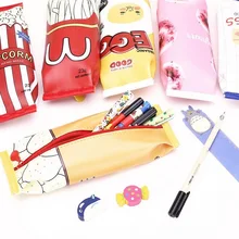 Estuche para lápices de PU estilo Kawaii, 1 unids/lote, para comida rápida, aperitivos, patatas fritas, queso, Popcorm, diseño bolsa de comida deliciosa, regalo divertido - AliExpress Suministros para oficina y escuela