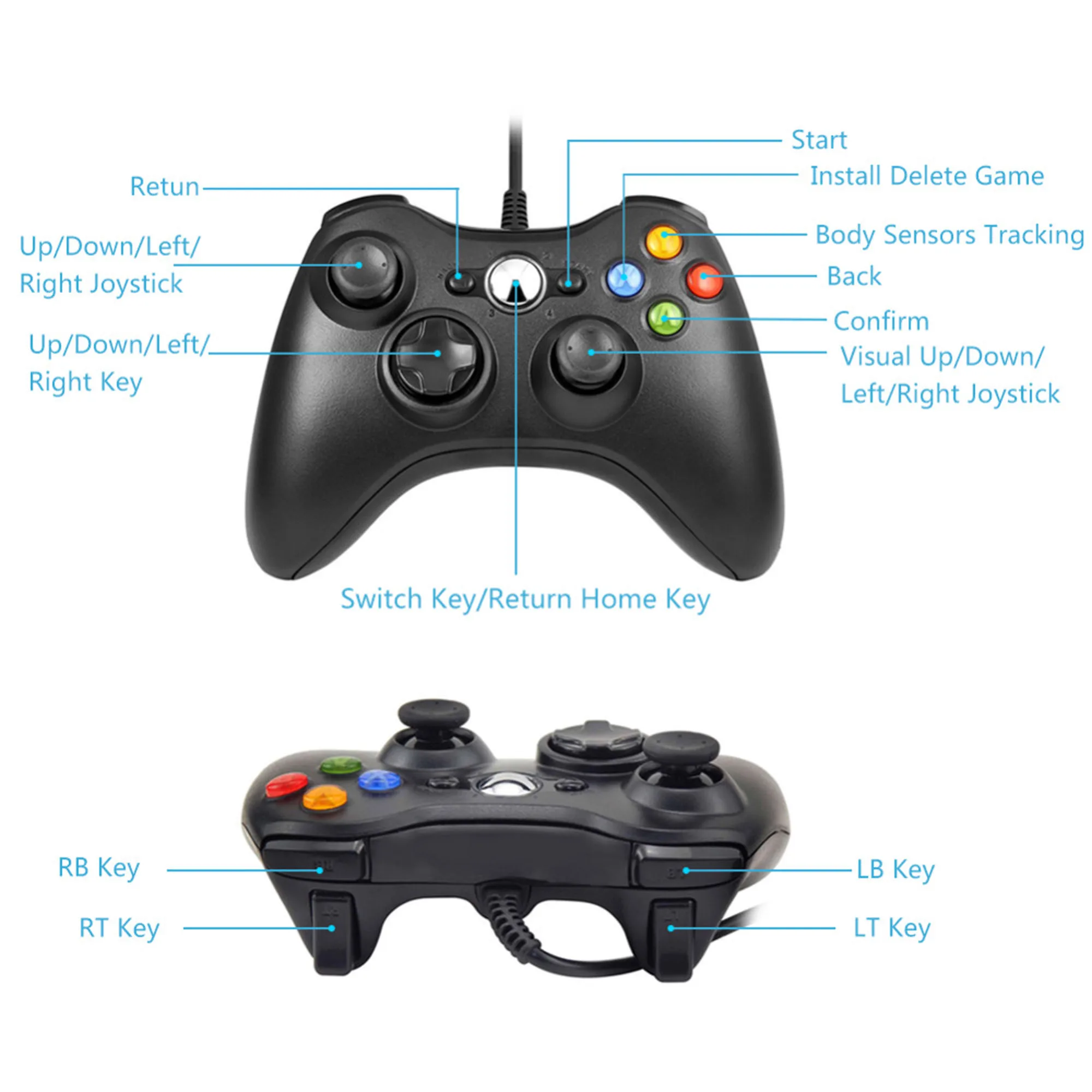  USB Fun Wired Joystick Game pubg controller For Windows PC Computer Gamepads Joystick Remote Game p