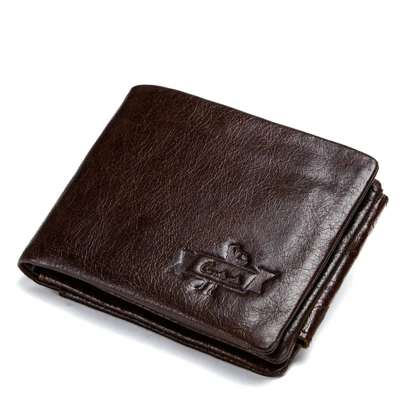 

Wallet Antitheft Scanning Leather Wallet Hasp Leisure Men's Slim Leather Mini Wallet Case Credit Card Trifold Purse