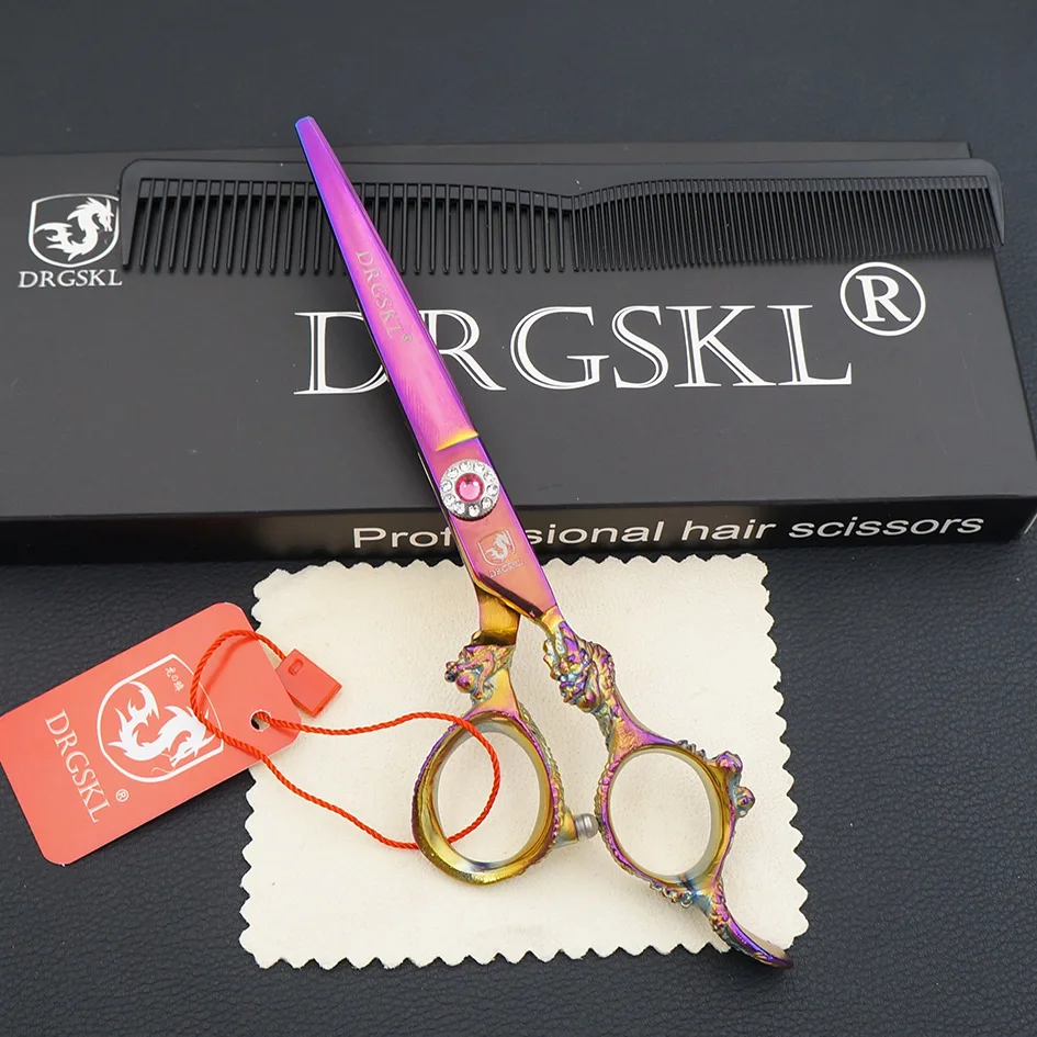 DRGSKL, ножницы для стрижки волос с ручкой дракона, высокое качество, Япония, 440C, Профессиональные Парикмахерские ножницы - Цвет: DL R CUT