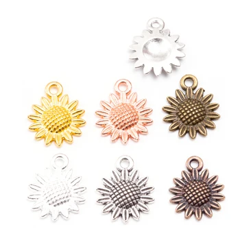 

30pcs/lot Flower Sunflower Antique Silver DIY Pendant Charms Bracelets Craft Metal Zinc Alloy Charms for Jewelry Making Supplies