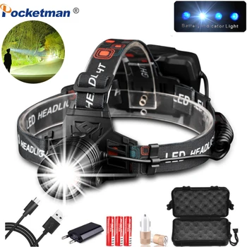 

Super Bright XHP50 USB Rechargeable Headlamp Telescopic Zoom Headlight Waterproof Head Lamp Camping Torch Use 18650 Batteries