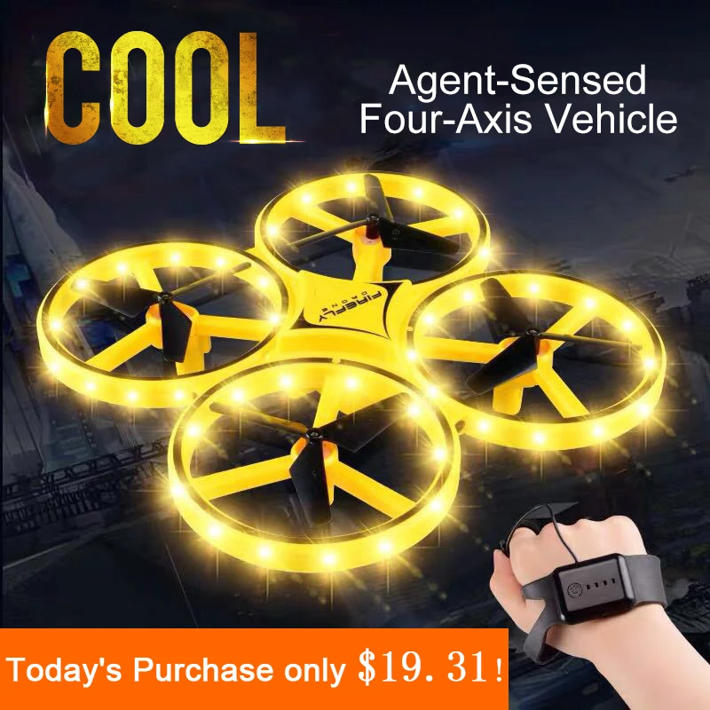 Mini Quadcopter Induction Drone Smart Watch Remote Sensing Gesture Aircraft UFO Somatosensory