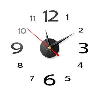 

1Set Small Acrylic Modern DIY Wall Clock 3D Mirror Surface Sticker Home Office Decor 40x40cm