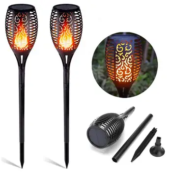 

2/4Pcs Waterproof 96LED Solar Power Flame Torch Garden Lawn Light Decor Lamp