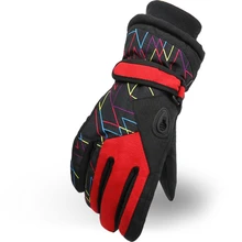 Winter Children'S Outdoor Warm Gloves Taslan Wear Ski Riding Gloves Red