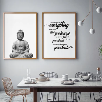

Zen Buddha Body Statue Poster Motivational Quostes Canvas Print Minimalist Wall Art Pictures Painting Buddhism Modern Home Decor