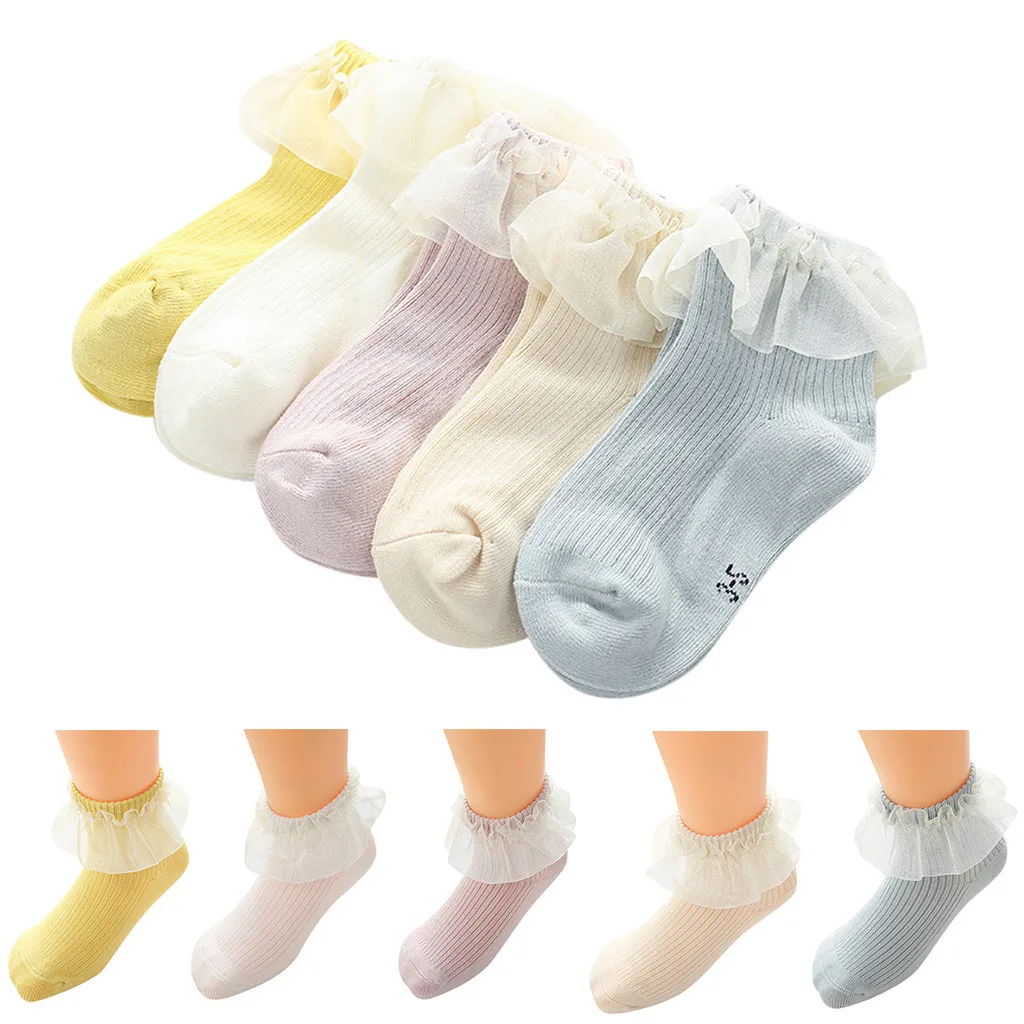 sweet cute lovely 5 pairs baby kids girls comfortable Lace soft princess ankle socks Cotton Sock Slippers Socks#G2