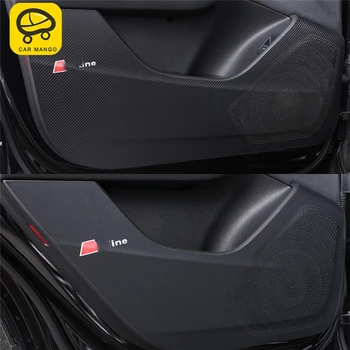 

CARMANGO for Audi Q7 4M 2016 2017 2018 Car Care Door Gate Protector Cover Leather Anti-Kick Mat Pad Sticker Interior Accessory