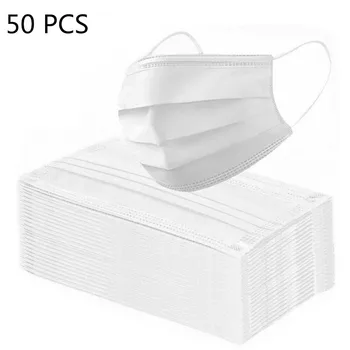 

10/50Pcs Non-woven 3-layer Dispoable Mask Pollution Mouth Face Mask Eer Loop Mask Respirator outdoor